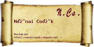 Nánai Csák névjegykártya